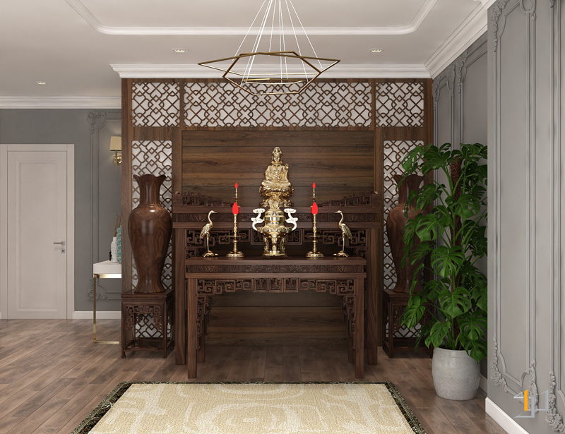 Gian thờ trong biệt thự tân cổ điển
