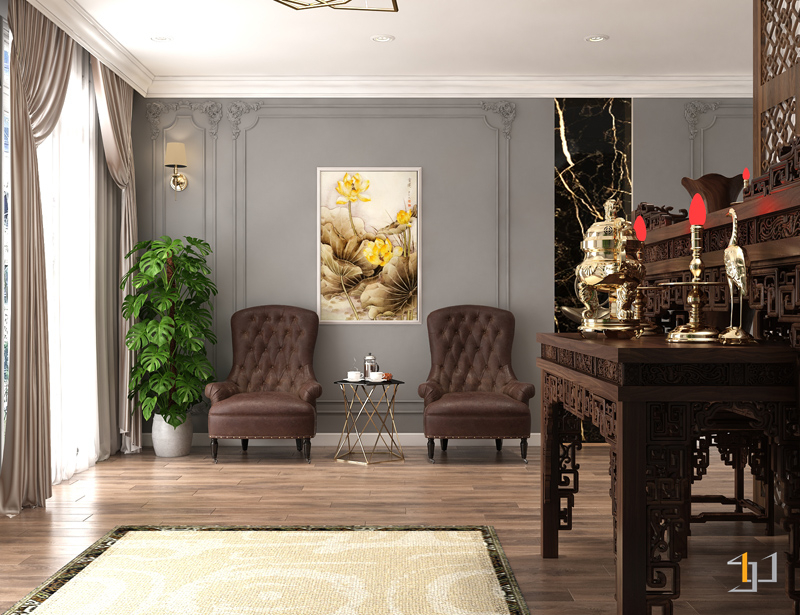 Khu vực thiền định trong biệt thự phong cách tân cổ điển