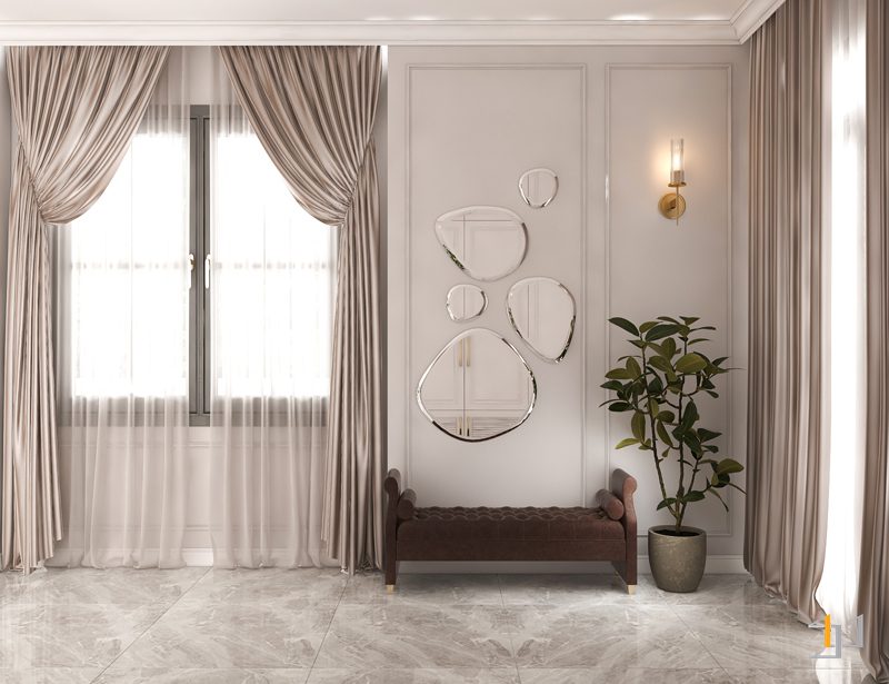 Ghế nghỉ chân trong thiết kế nội thất biệt thự tân cổ điển