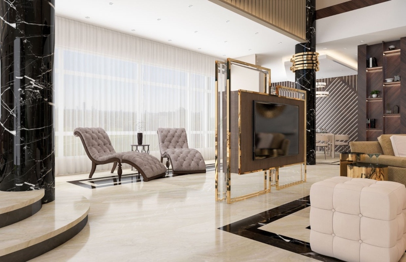 Trang trí nội thất biệt thự bằng kim loại sáng