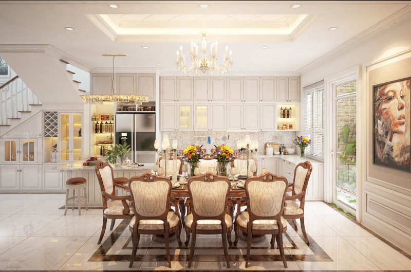 Khu bếp trong thiết kế nội thất nhà phố đẹp