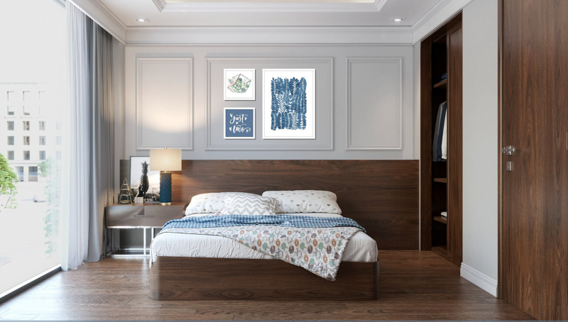 Phòng ngủ phụ được bố trí tối giản nhưng vô cùng tinh tế