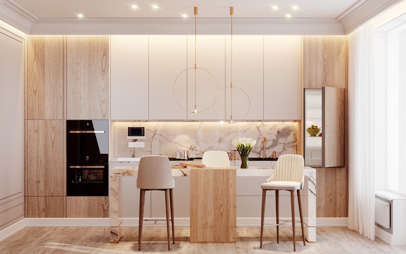 Tủ bếp hình chữ I nhỏ gọn