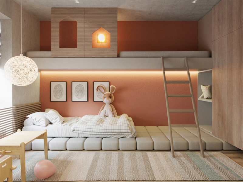 Mẫu phòng ngủ với nhiều nội thất thông minh dành cho bé