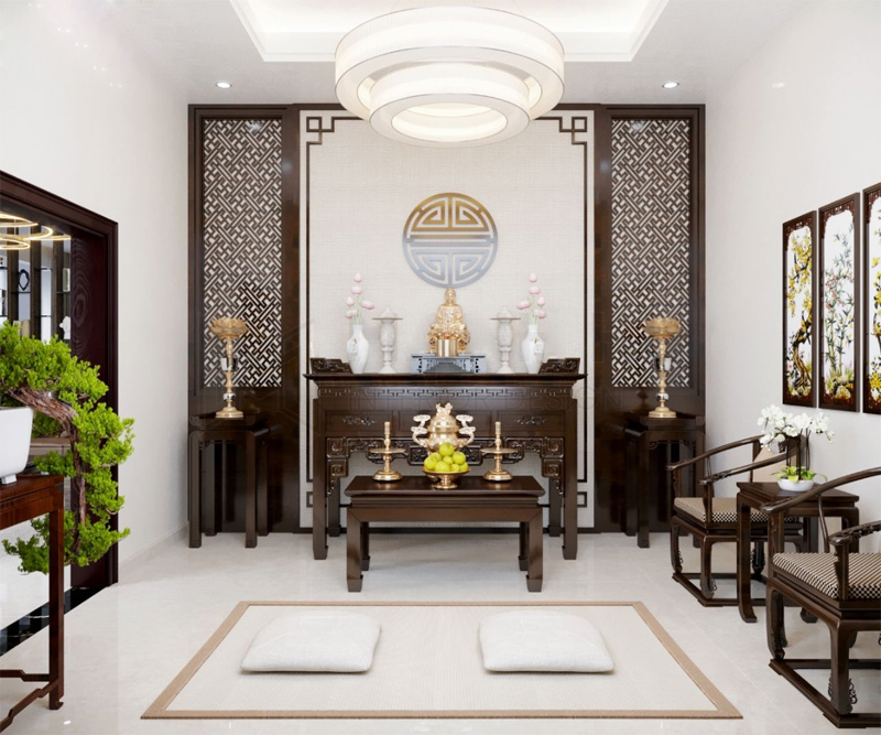 Phòng thờ phong cách Tân cổ điền với vẻ đẹp đầy thời thượng