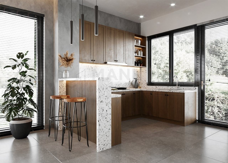 Mẫu thiết kế phòng bếp kết hợp quầy bar độc đáo