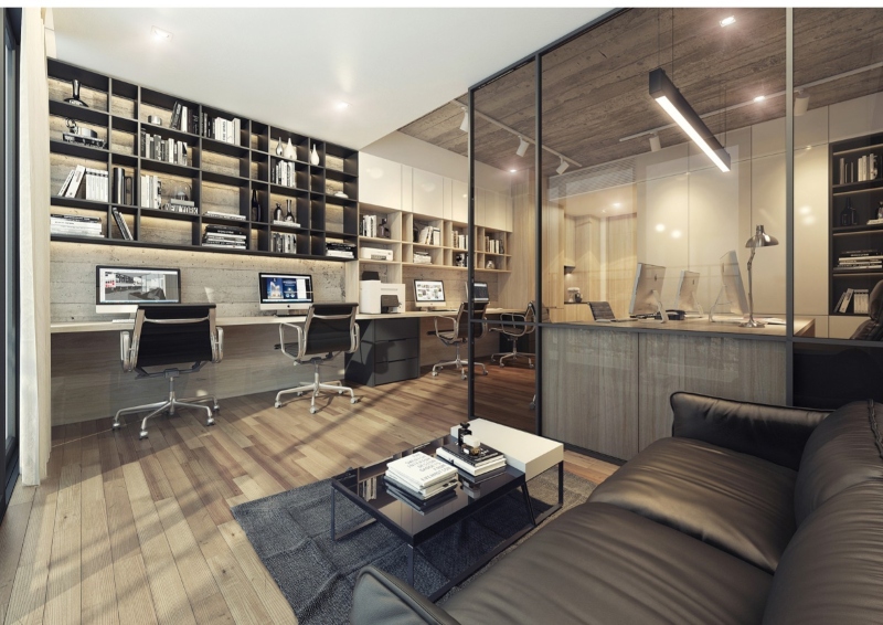 Thiết kế nội thất Officetel hiện đại tông màu trầm ấm