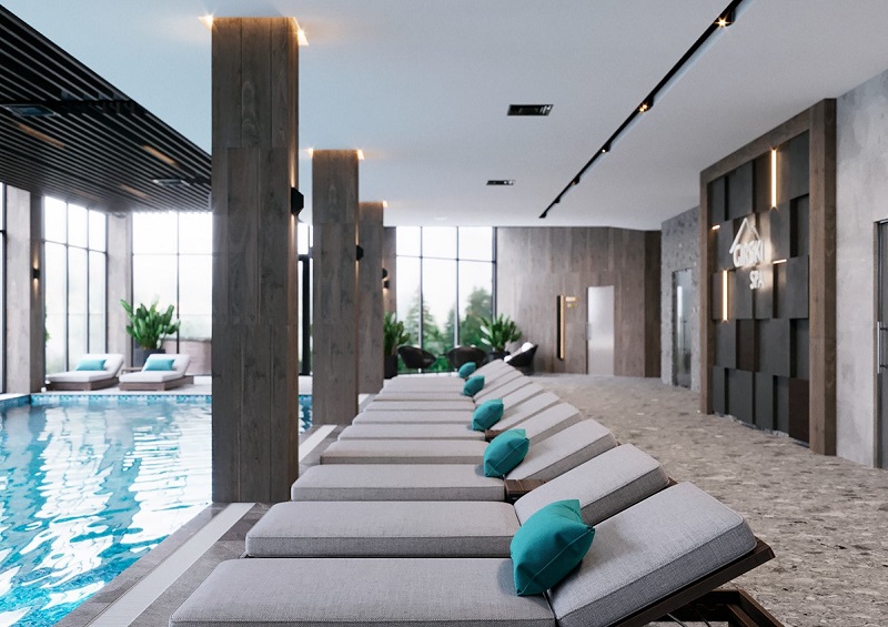 Thiết kế nội thất spa resort có hồ bơi