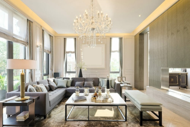 Nội thất phòng khách nhà phố phong cách luxury