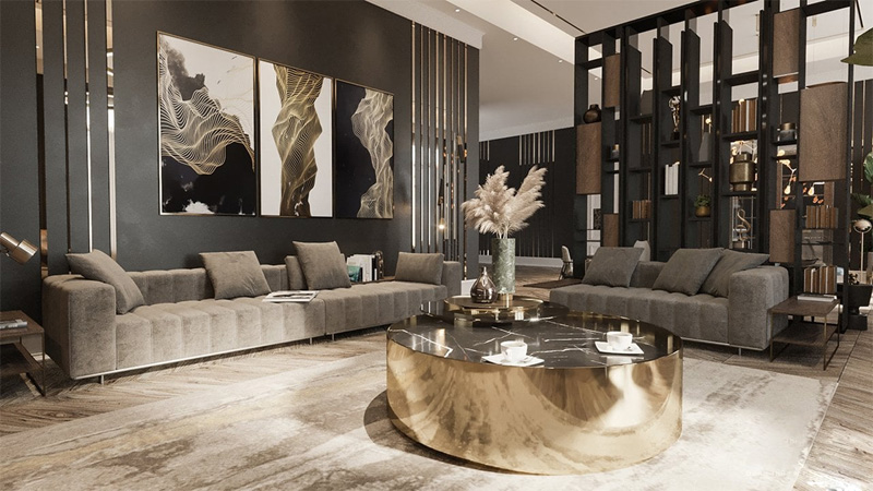 Không gian phòng cách được thiết kế theo phong cách nội thất Luxury