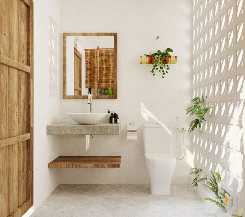 Vách gạch bông gió cho phòng toilet