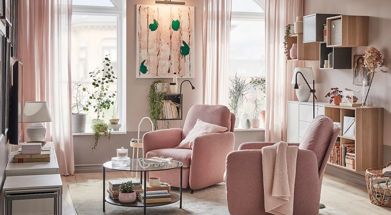 Bày trí nội thất theo tone hồng pastel cho nhà phố