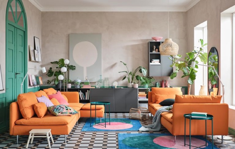 Nội thất sofa đầy màu sắc cho phòng khách