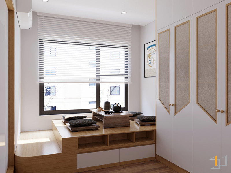 Thiết kế nội thất phòng ngủ nhỏ phong cách Nhật Bản trong căn hộ The Origami