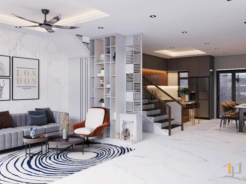 Sử dụng cầu thang thay cho vách ngắn phòng