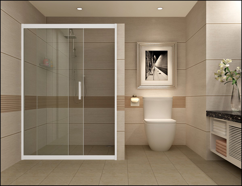 Phòng tắm thiết kế bằng cửa kính cao kịch trần