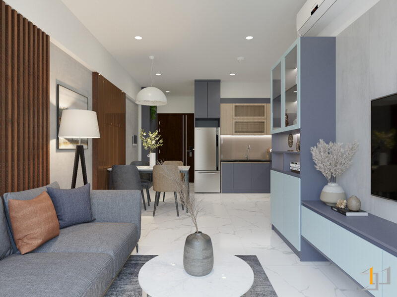 phối hợp màu sắc độc đáo tạo cho căm hộ thêm ấn tượng