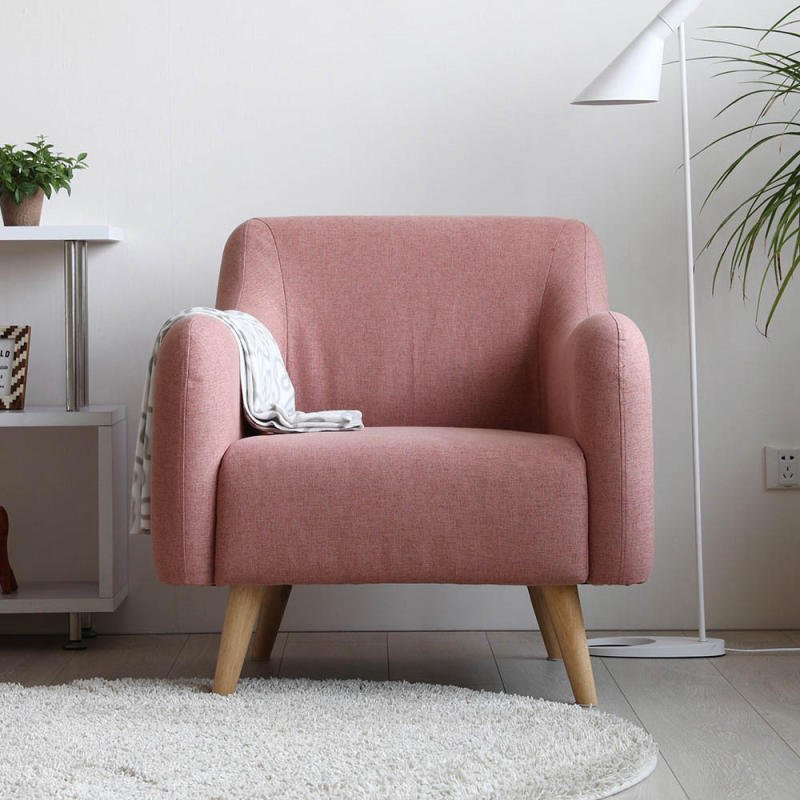 Mẫu ghế đơn được làm từ chất liệu vải nỉ tông hồng nữ tính