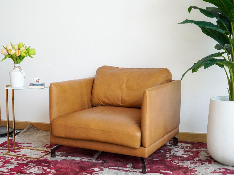 Mẫu sofa đơn hiện đại được làm từ da thật vô cùng sang trọng