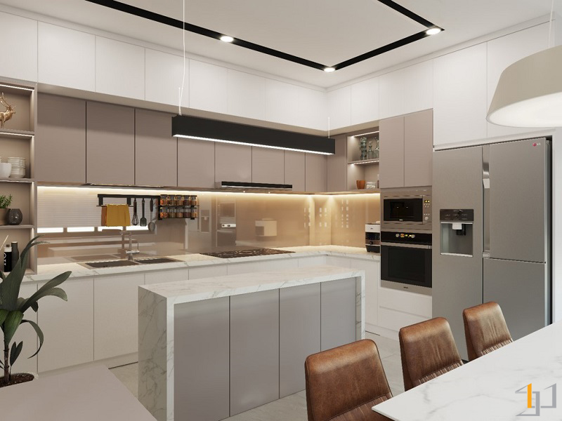 phòng bếp nhà ống 5m với không gian nội thất thiết kế khoa học