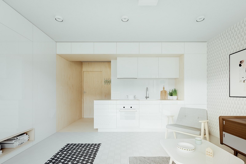 Với những phòng bếp có không gian, diện tích nhỏ hẹp thì phong cách tối giản là sự lựa chọn tối ưu