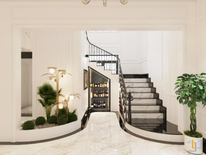 Thiết kế tủ rượu dưới chân cầu thang