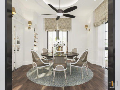 Thiết kế bộ bàn ăn 8 chỗ rộng rãi cho gia đình