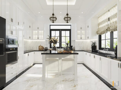 Trang trí nội thất phòng bếp tân cổ điển