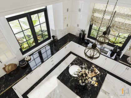 Không gian bếp góc nhìn từ trên cao