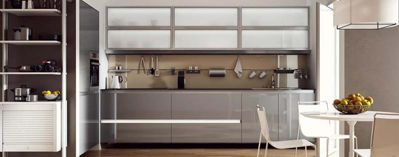 Tủ bếp nhôm kính treo tường hình chữ nhật