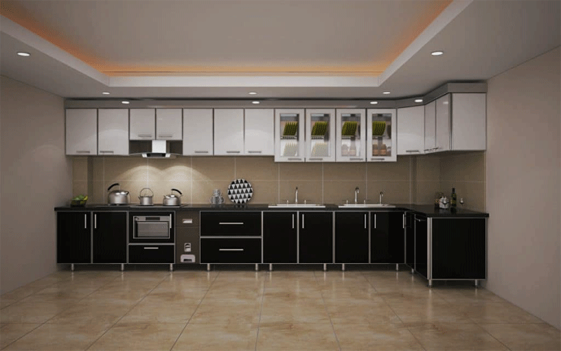 Tủ bếp treo tường inox phù hợp với không gian bếp hiện đại.