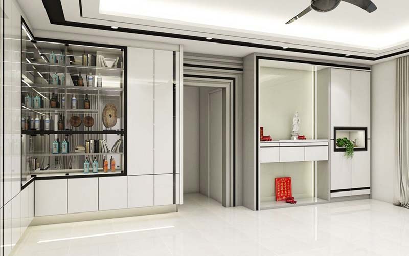 Thiết kế bàn thờ đồng bộ với nội thất phòng khách