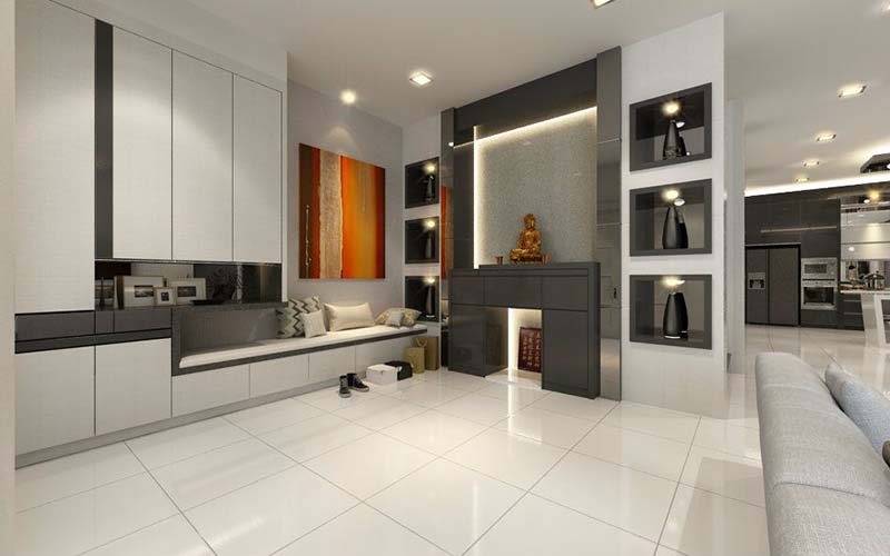 Tủ bàn thờ phủ Melamine xám trầm độc đáo