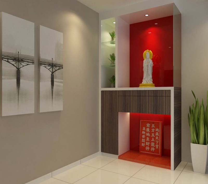 Bàn thờ ông Địa đơn giản và thẩm mỹ