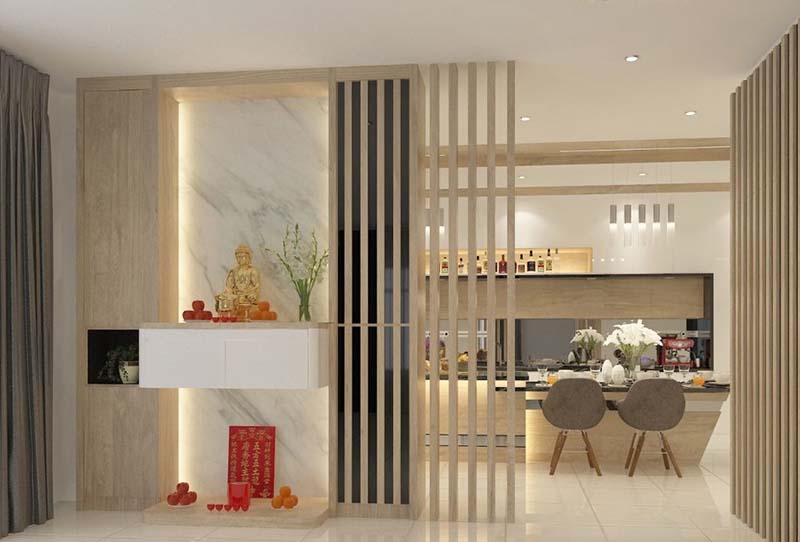 Vách bàn thờ ốp đá Marble sang trọng