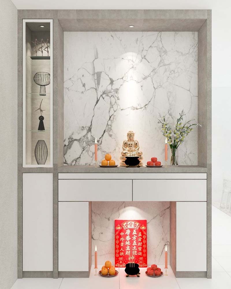 Tủ bàn thờ phủ Melamine màu trắng