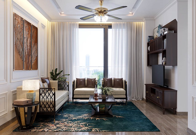 Thiết kế nội thất nhà chung cư 60m2 phong cách Indochine