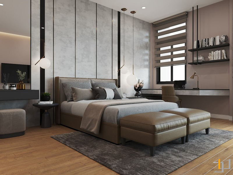Gam màu trung tính mang đến sự thư giãn cho phòng ngủ nhà cấp 4 đẹp