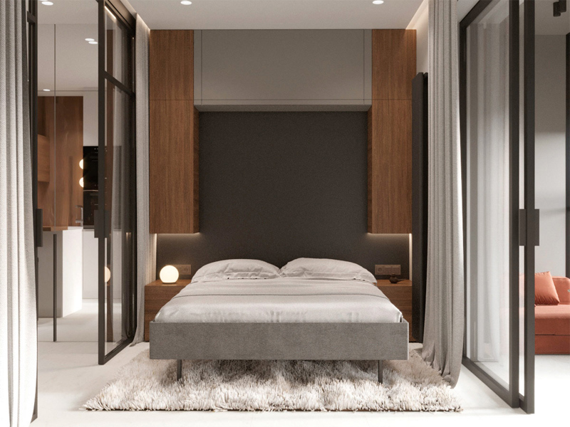 Phòng khách ngay lập tức được biến thành phòng ngủ với thiết kế giường thông minh
