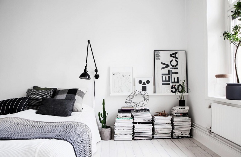 Thiết kế phòng ngủ căn hộ 45m2 với gam màu trắng tươi sáng