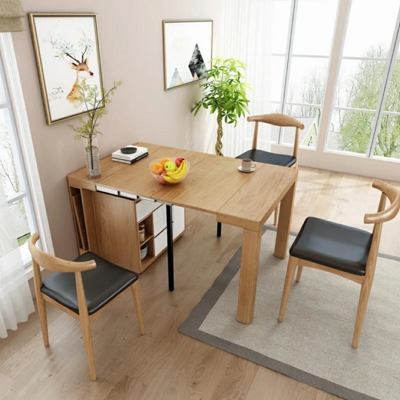 Bạn có thể thiết kế bàn ăn sát góc tường tiết kiệm diện tích