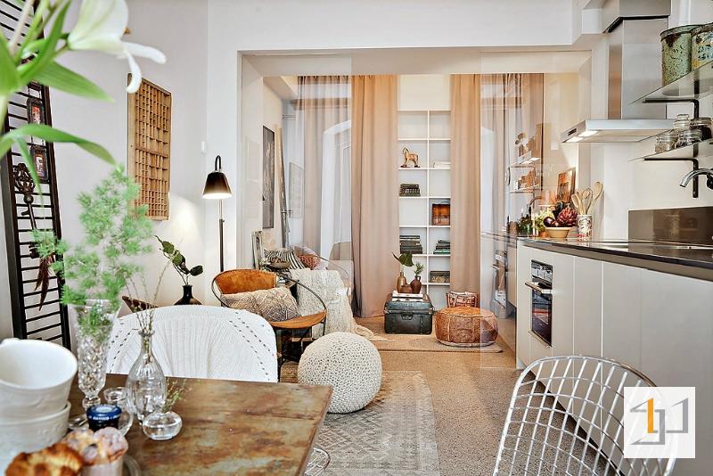 Trong thiết kế nội thất căn hộ 45m2 vẫn nên hạn chế vách ngăn.