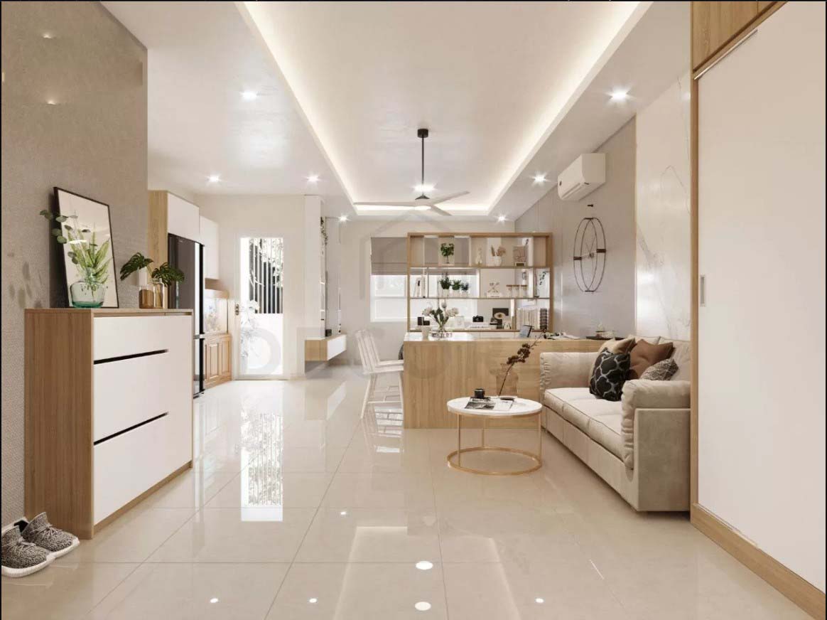 Thiết kế không gian mở giúp cho ngôi nhà trông thoáng hơn