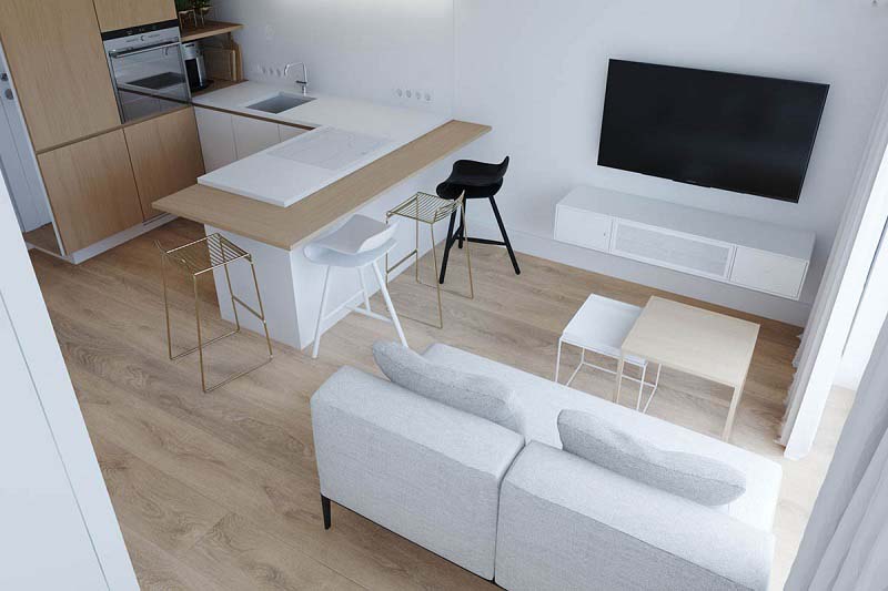 Thiết kế căn hộ nhỏ 40m2 cho người độc thân