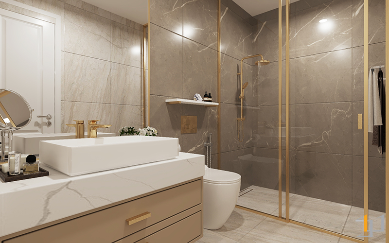 Thiết kế nội thất phòng vệ sinh căn hộ 72m2