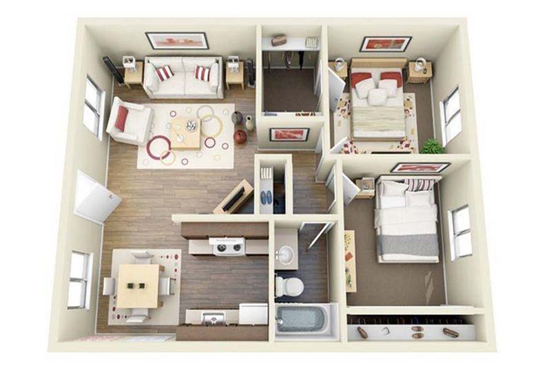 Giải pháp thiết kế nội thất chung cư nhỏ 50m2 tiện nghi cho các gia đình