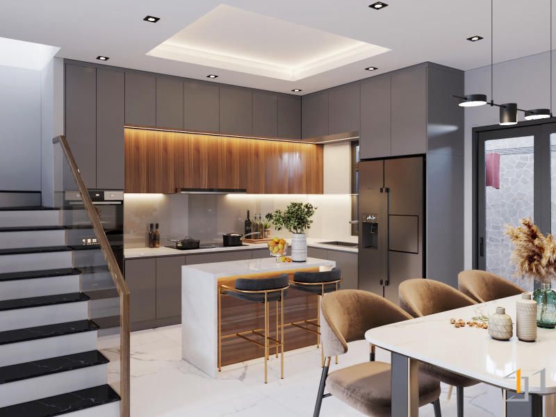 Thiết kế phòng bếp nhà phố mở