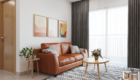 Bộ sofa bọc da toát lên sự sang trọng trong gian phòng khách