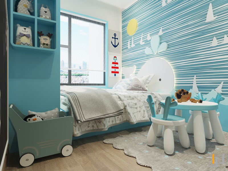 Phòng ngủ được thiết kế đúng với sở thích của bé trai trong nhà