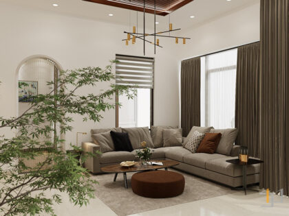 Nội thất phòng khách nhà phố Daknong phong cách hiện đại
